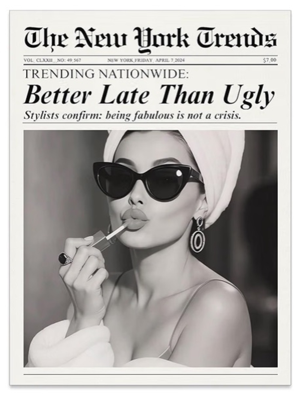Vintage Black & White Fashion New York Magazine Wall Art